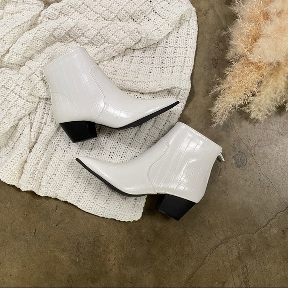 COPY - Faux Croc Ankle Booties - Picture 1 of 8
